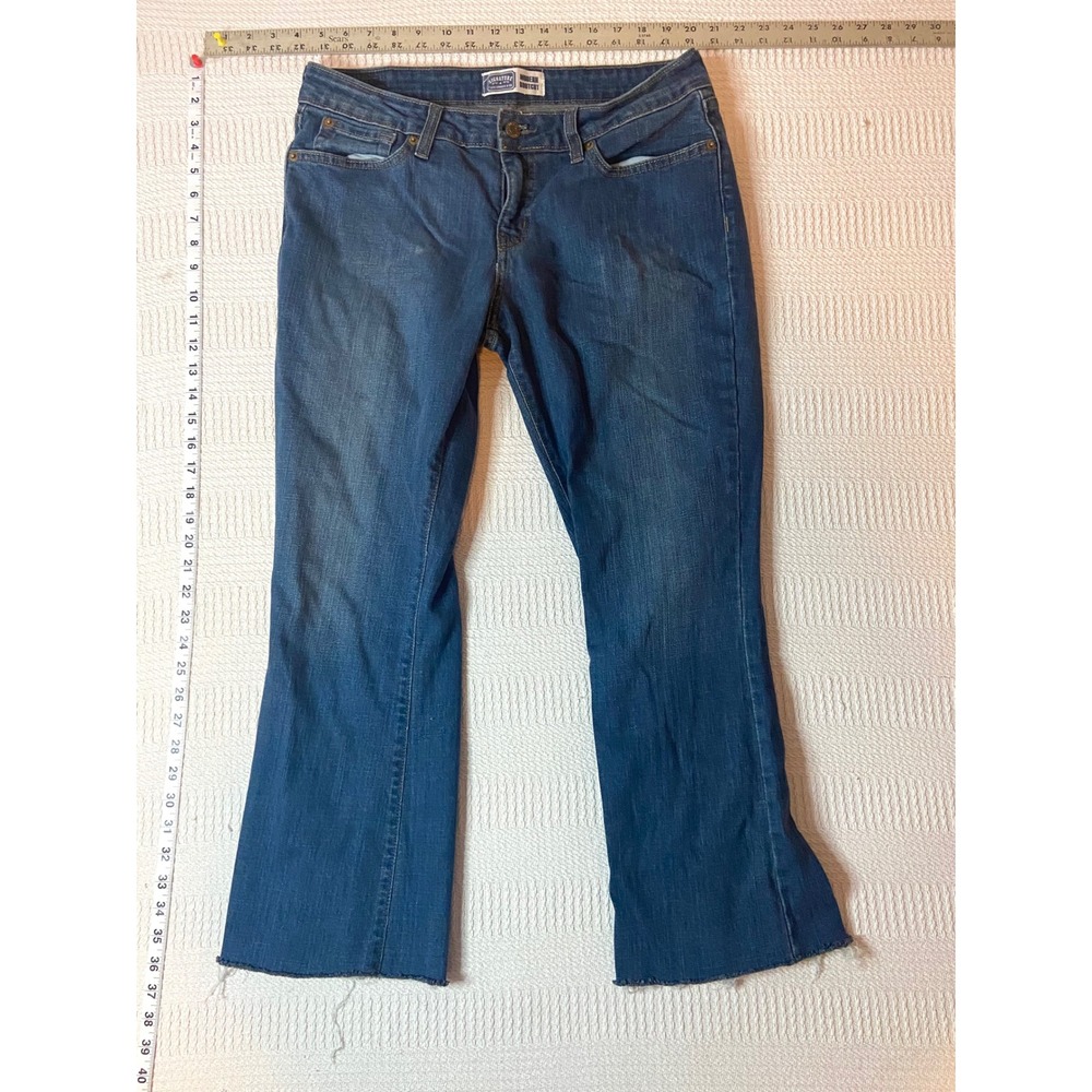 Signature by Levi Strauss Modern Bootcut Jeans Medium Wash Raw Hem Studded 12M